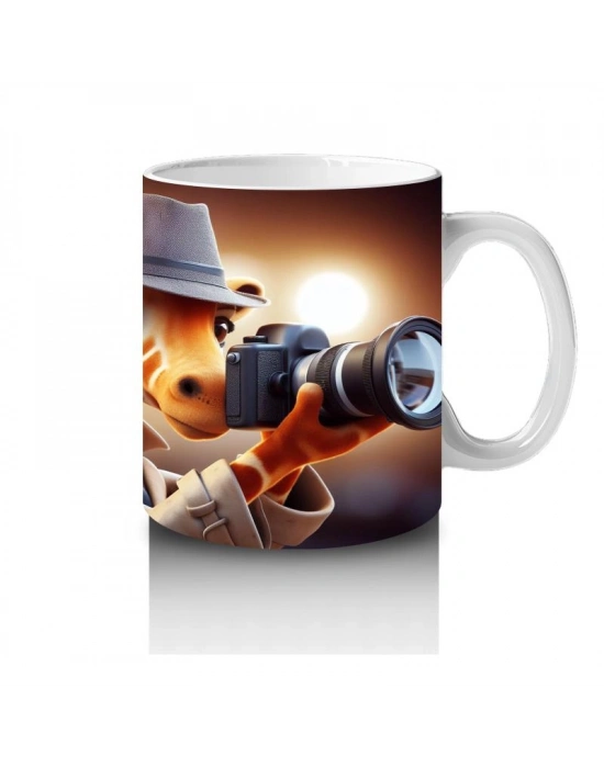 Çocuklara Sütü Sevdiren Fotoğrafçı Zürafa Desenli Kupa Bardak