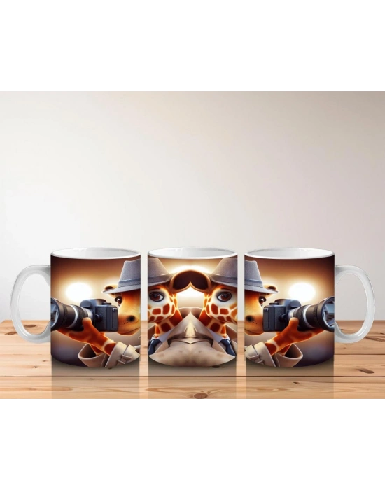 Çocuklara Sütü Sevdiren Fotoğrafçı Zürafa Desenli Kupa Bardak