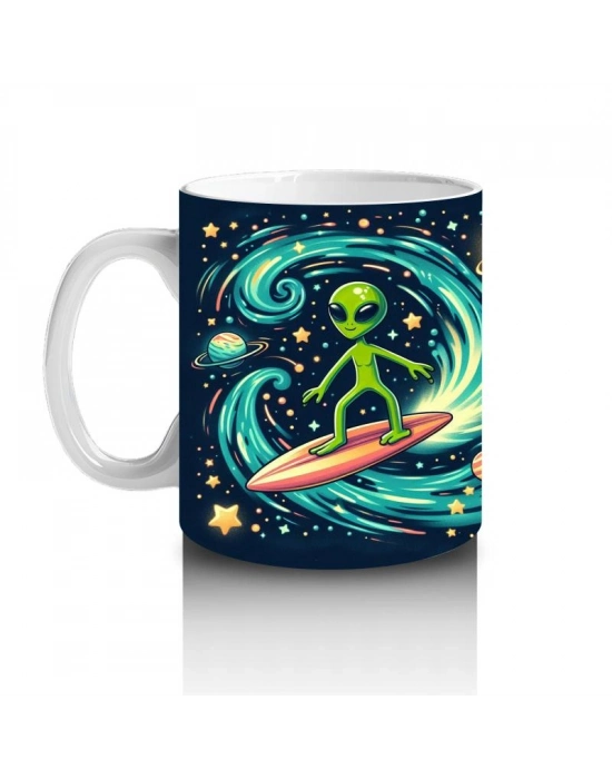 Çocuklara Sütü Sevdiren Galaktik Sörfçü Uzaylı Kupa Bardak