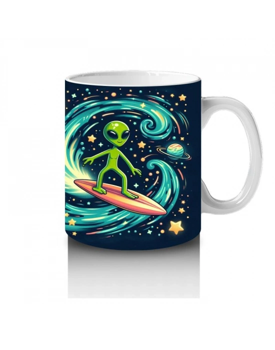 Çocuklara Sütü Sevdiren Galaktik Sörfçü Uzaylı Kupa Bardak