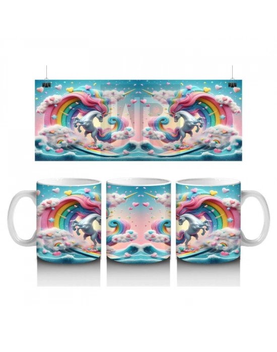 Çocuklara Sütü Sevdiren Gökkuşağı Dalga Şöleni Kupa Bardak