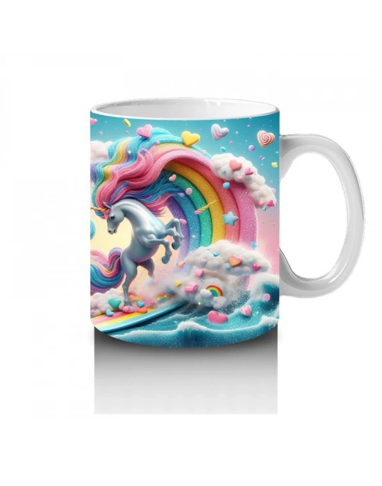 Çocuklara Sütü Sevdiren Gökkuşağı Dalga Şöleni Kupa Bardak