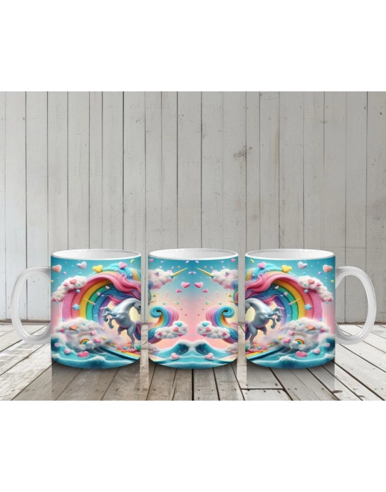 Çocuklara Sütü Sevdiren Gökkuşağı Dalga Şöleni Kupa Bardak