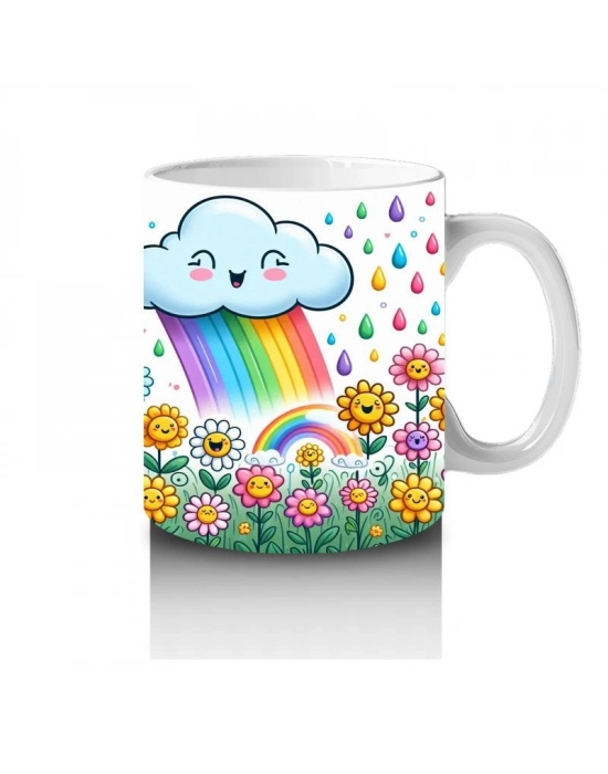 Çocuklara Sütü Sevdiren Gökyüzü Çiçek Yağmuru Kupa Bardak