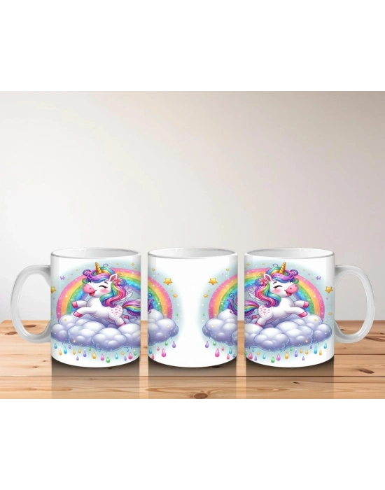 Çocuklara Sütü Sevdiren Gökyüzünde Parıldayan Unicorn Kupa Bardak