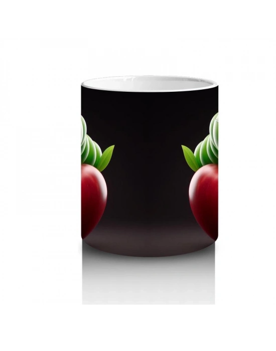 Çocuklara Sütü Sevdiren Gözlüklü Elma Kurdu Desenli Kupa Bardak