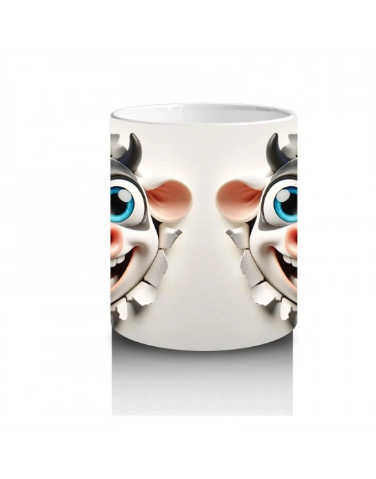 Çocuklara Sütü Sevdiren Gülümseyen İnek Yüzü Kupa Bardak