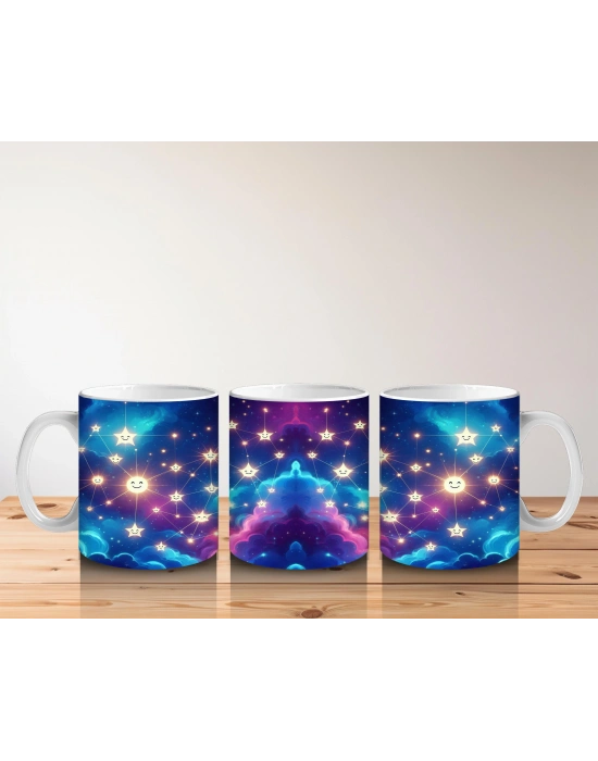 Çocuklara Sütü Sevdiren Gülümseyen Yıldız Bulutu Kupa Bardak