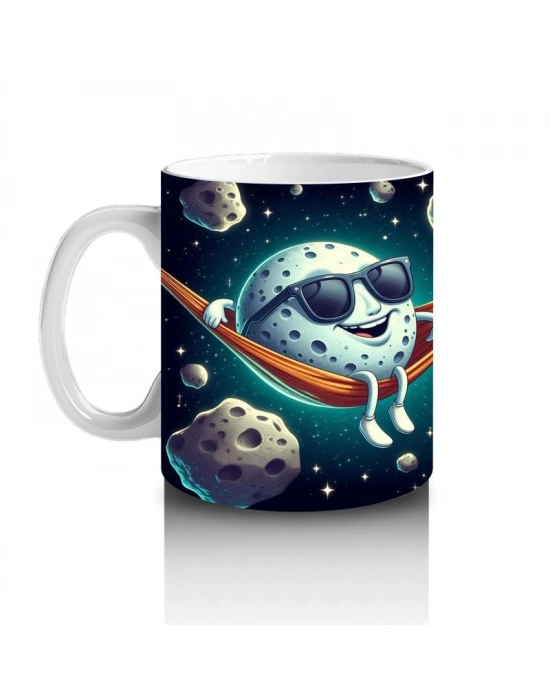 Çocuklara Sütü Sevdiren Hamağa Uzanan Havalı Ay Desenli Kupa Bardak