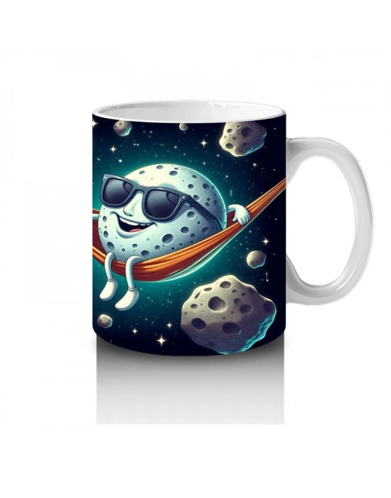 Çocuklara Sütü Sevdiren Hamağa Uzanan Havalı Ay Desenli Kupa Bardak