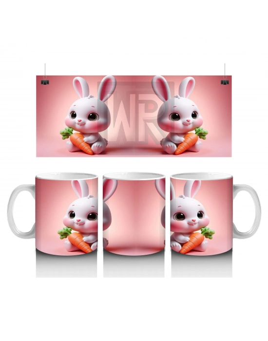 Çocuklara Sütü Sevdiren Havuçlu Mutlu Tavşan Kupa Bardak