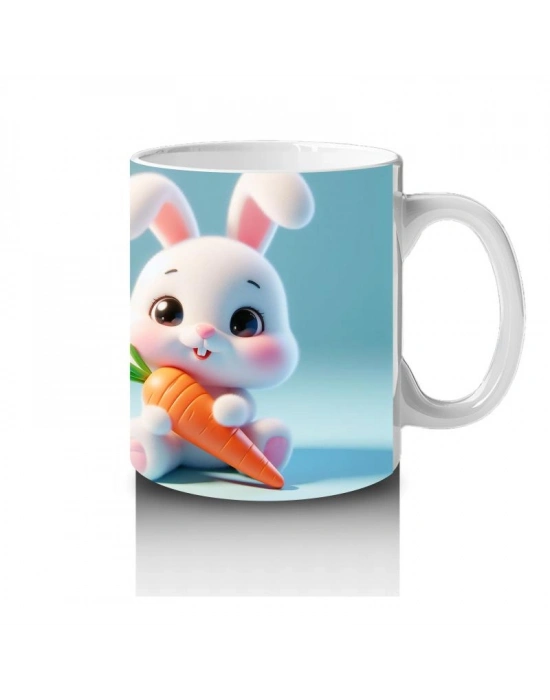 Çocuklara Sütü Sevdiren Havuçlu Mutlu Tavşan Kupa Bardak