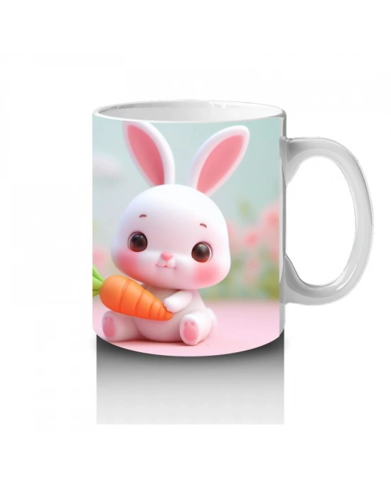 Çocuklara Sütü Sevdiren Havuçlu Neşeli Tavşan Kupa Bardak