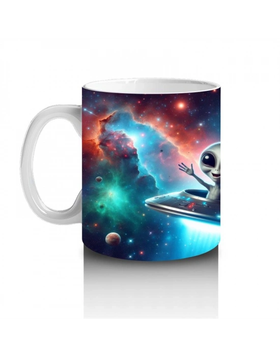 Çocuklara Sütü Sevdiren Hoverboardlu Uzaylı Kupa Bardak