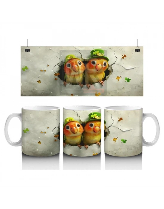 Çocuklara Sütü Sevdiren İki Sevimli Limon Kuşu Kupa Bardak