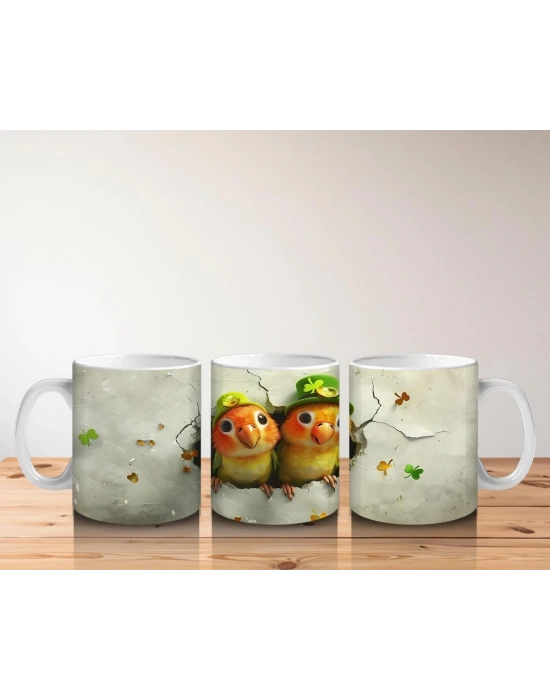 Çocuklara Sütü Sevdiren İki Sevimli Limon Kuşu Kupa Bardak