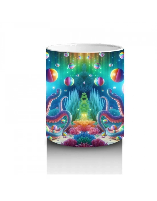 Çocuklara Sütü Sevdiren Işıltılı Ahtapot Karnavalı Kupa Bardak