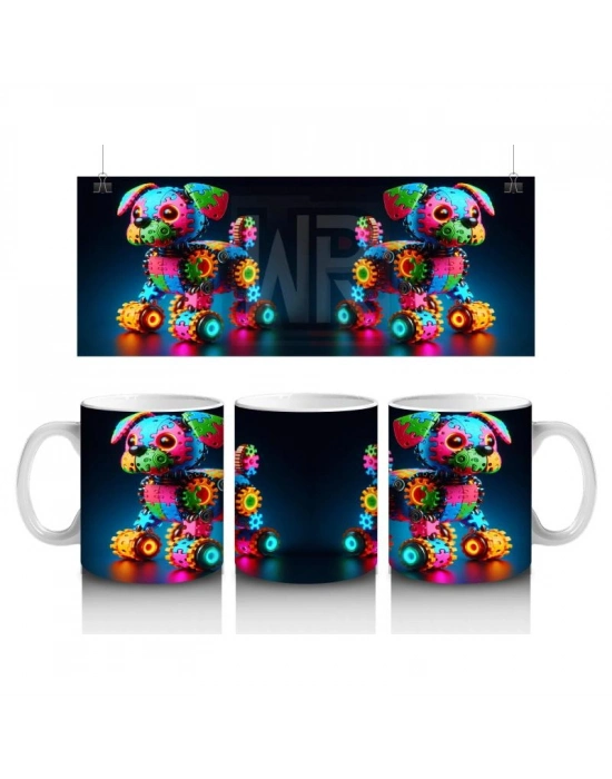 Çocuklara Sütü Sevdiren Işıltılı Dişli Robot Köpek Kupa Bardak