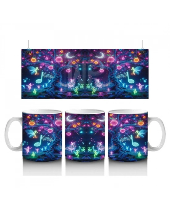 Çocuklara Sütü Sevdiren Işıltılı Neon Orman Kupa Bardak