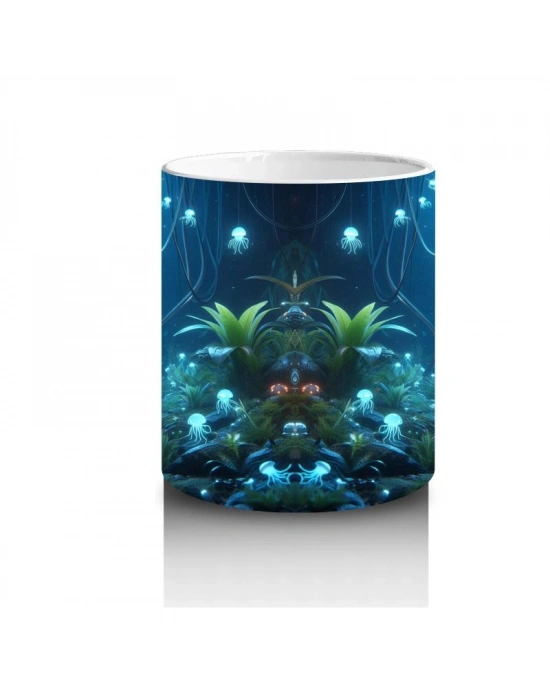 Çocuklara Sütü Sevdiren Işıltılı Ormanda Keşfe Çıkan Robot Panda Desenli Kupa Bardak