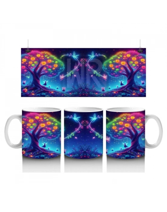 Çocuklara Sütü Sevdiren Işıltılı Periler ve Masal Ormanı Desenli Kupa Bardak