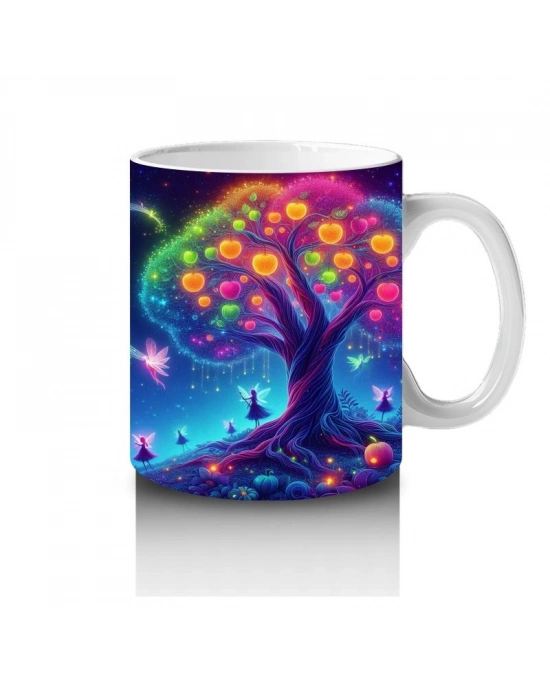 Çocuklara Sütü Sevdiren Işıltılı Periler ve Masal Ormanı Desenli Kupa Bardak