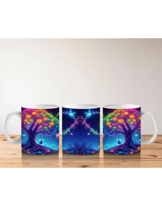 Çocuklara Sütü Sevdiren Işıltılı Periler ve Masal Ormanı Desenli Kupa Bardak