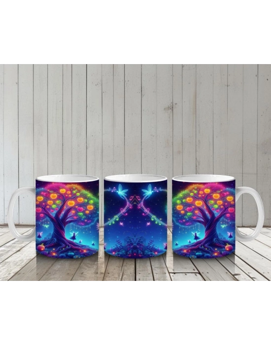 Çocuklara Sütü Sevdiren Işıltılı Periler ve Masal Ormanı Desenli Kupa Bardak