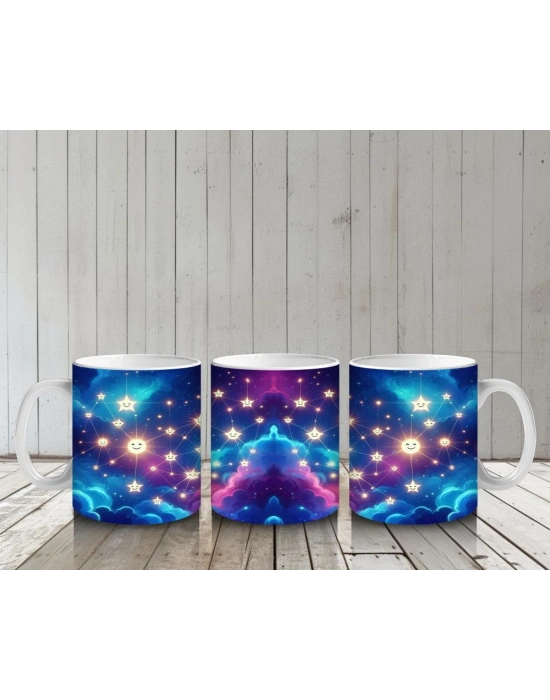 Çocuklara Sütü Sevdiren Işıltılı Yıldız Yağmuru Kupa Bardak