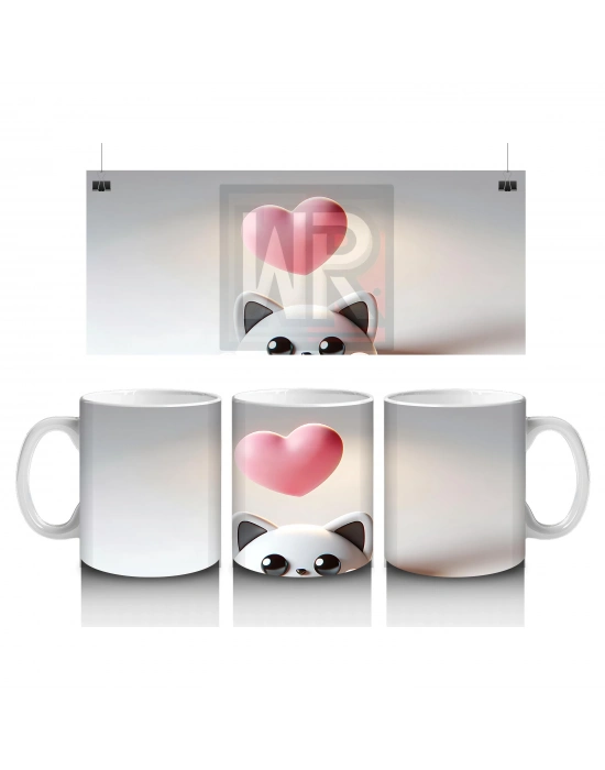 Çocuklara Sütü Sevdiren Kalp Başlı Kedi Arkadaşı Kupa Bardak