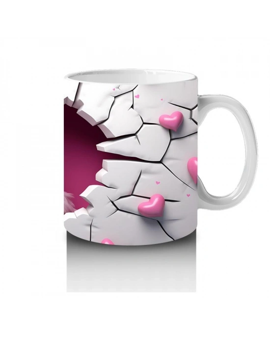 Çocuklara Sütü Sevdiren Kalp Çatlağından Bakan Pembeli Kuş Kupa Bardak