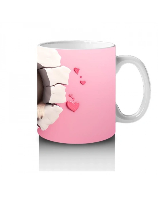 Çocuklara Sütü Sevdiren Kalp Çatlağından Bakan Sevimli Tembel Hayvan Kupa Bardak