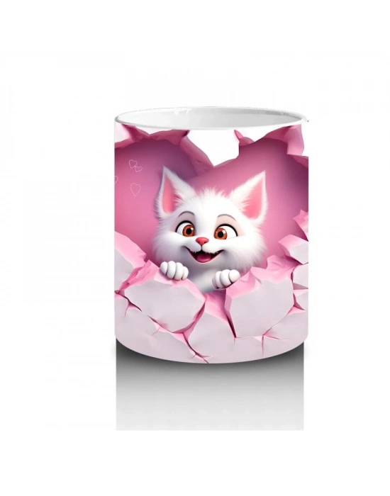 Çocuklara Sütü Sevdiren Kalp Çerçevesindeki Neşeli Tilki Kupa Bardak