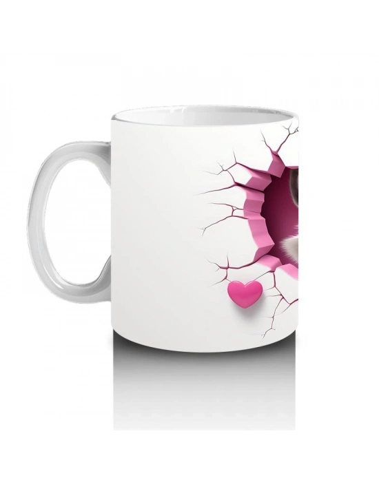 Çocuklara Sütü Sevdiren Kalp Çerçevesinden Bakan Meraklı Rakun Kupa Bardak