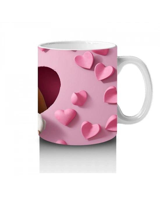 Çocuklara Sütü Sevdiren Kalp Duvarından Bakan Meraklı Köpek Kupa Bardak