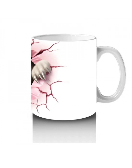 Çocuklara Sütü Sevdiren Kalp Duvarından Bakan Sevimli Tembel Hayvan Kupa Bardak