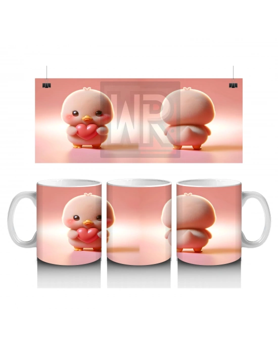 Çocuklara Sütü Sevdiren Kalp Tutan Minik Civciv Kupa Bardak