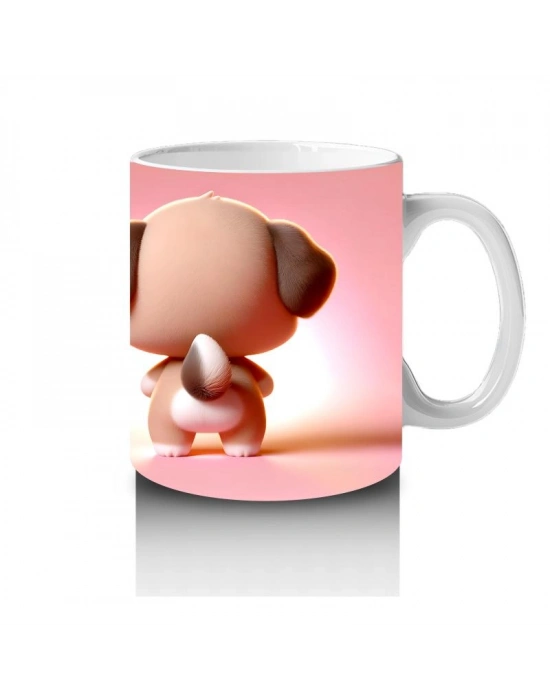 Çocuklara Sütü Sevdiren Kalp Tutan Yavru Köpek Kupa Bardak