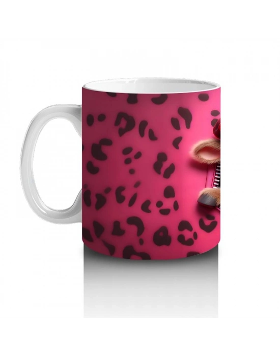 Çocuklara Sütü Sevdiren Kalpli Ceketli Buzağı Desenli Kupa Bardak