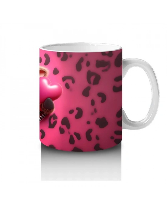 Çocuklara Sütü Sevdiren Kalpli Ceketli Buzağı Desenli Kupa Bardak