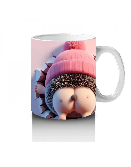 Çocuklara Sütü Sevdiren Kalpli Pamuk Kirpi Kupa Bardak