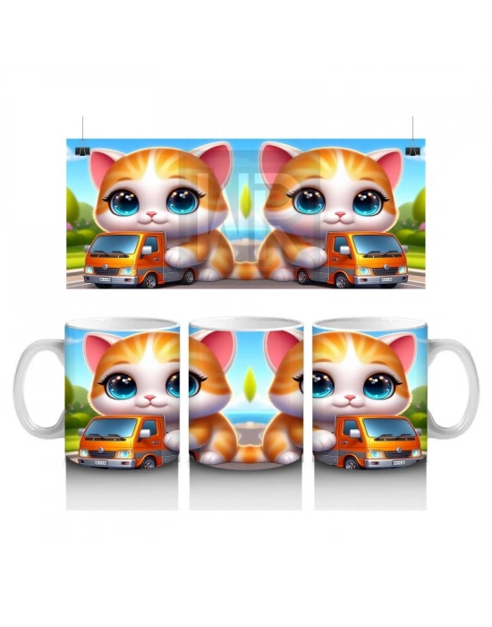 Çocuklara Sütü Sevdiren Kamyoncu Kedi Macerası Kupa Bardak