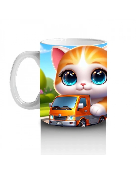 Çocuklara Sütü Sevdiren Kamyoncu Kedi Macerası Kupa Bardak