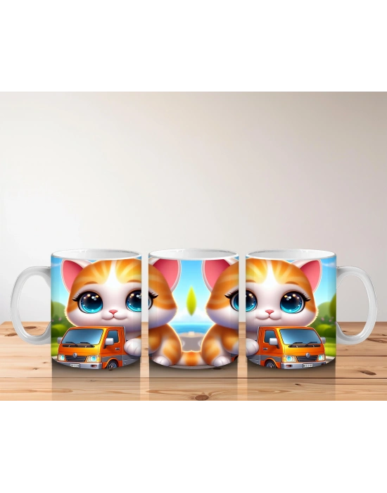 Çocuklara Sütü Sevdiren Kamyoncu Kedi Macerası Kupa Bardak