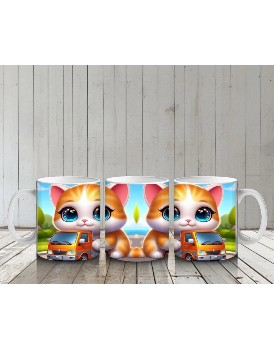 Çocuklara Sütü Sevdiren Kamyoncu Kedi Macerası Kupa Bardak