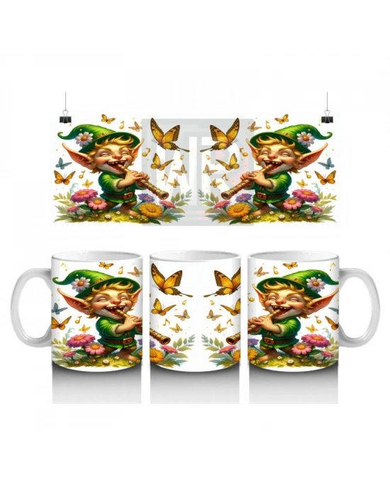 Çocuklara Sütü Sevdiren Kelebek Dostu Orman Cücesi Kupa Bardak