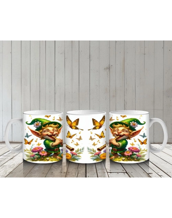 Çocuklara Sütü Sevdiren Kelebek Dostu Orman Cücesi Kupa Bardak