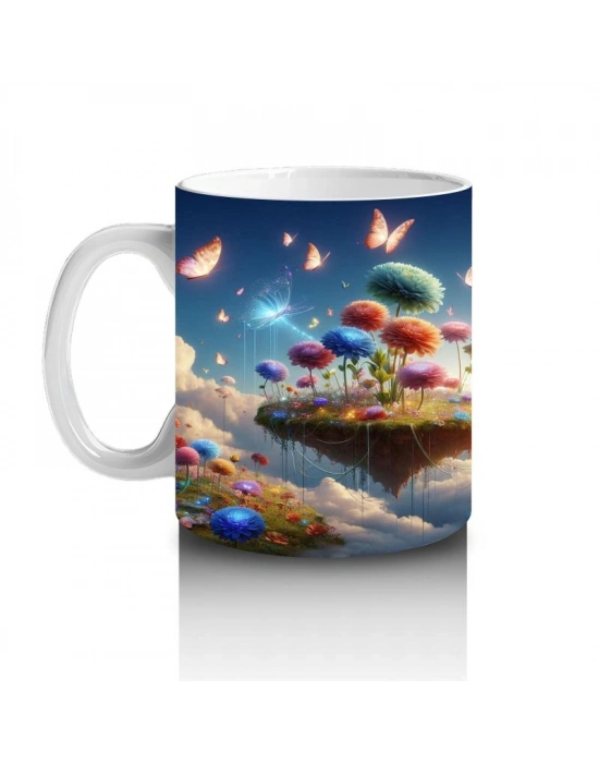 Çocuklara Sütü Sevdiren Kelebekli Mantarlı Ada Kupa Bardak