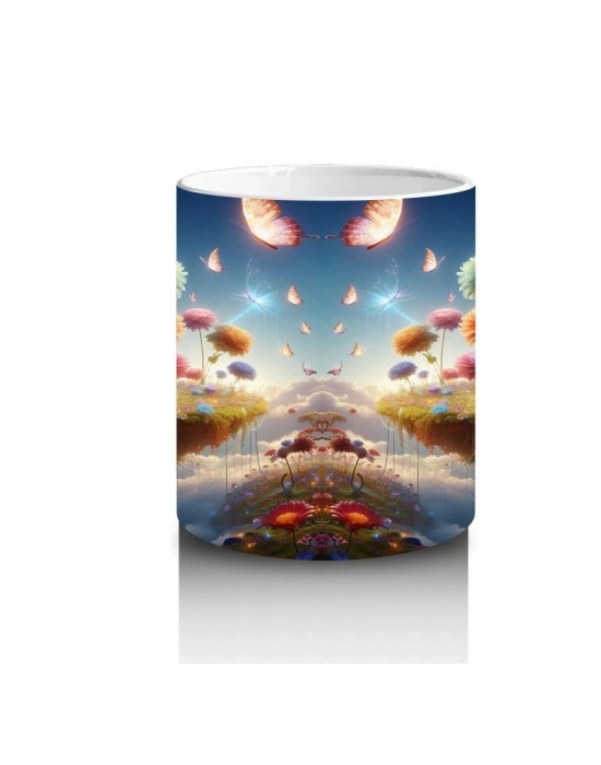 Çocuklara Sütü Sevdiren Kelebekli Mantarlı Ada Kupa Bardak