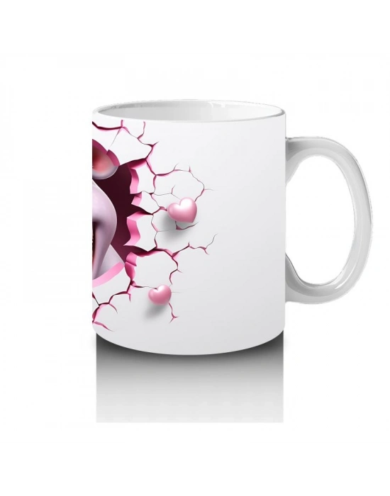 Çocuklara Sütü Sevdiren Kırık Kalp İçindeki Sevimli Su Aygırı Kupa Bardak